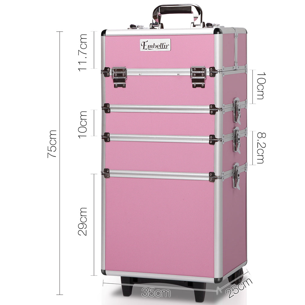 Embellir 7-in-1 Makeup Trolley Cosmetic Organiser Pink