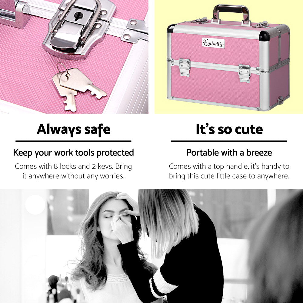 Embellir 7-in-1 Makeup Trolley Cosmetic Organiser Pink