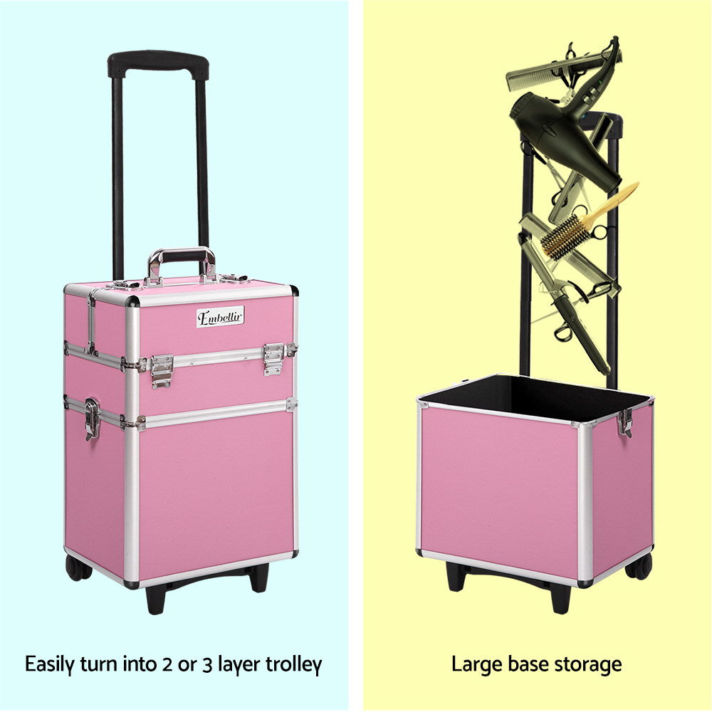 Embellir 7-in-1 Makeup Trolley Cosmetic Organiser Pink