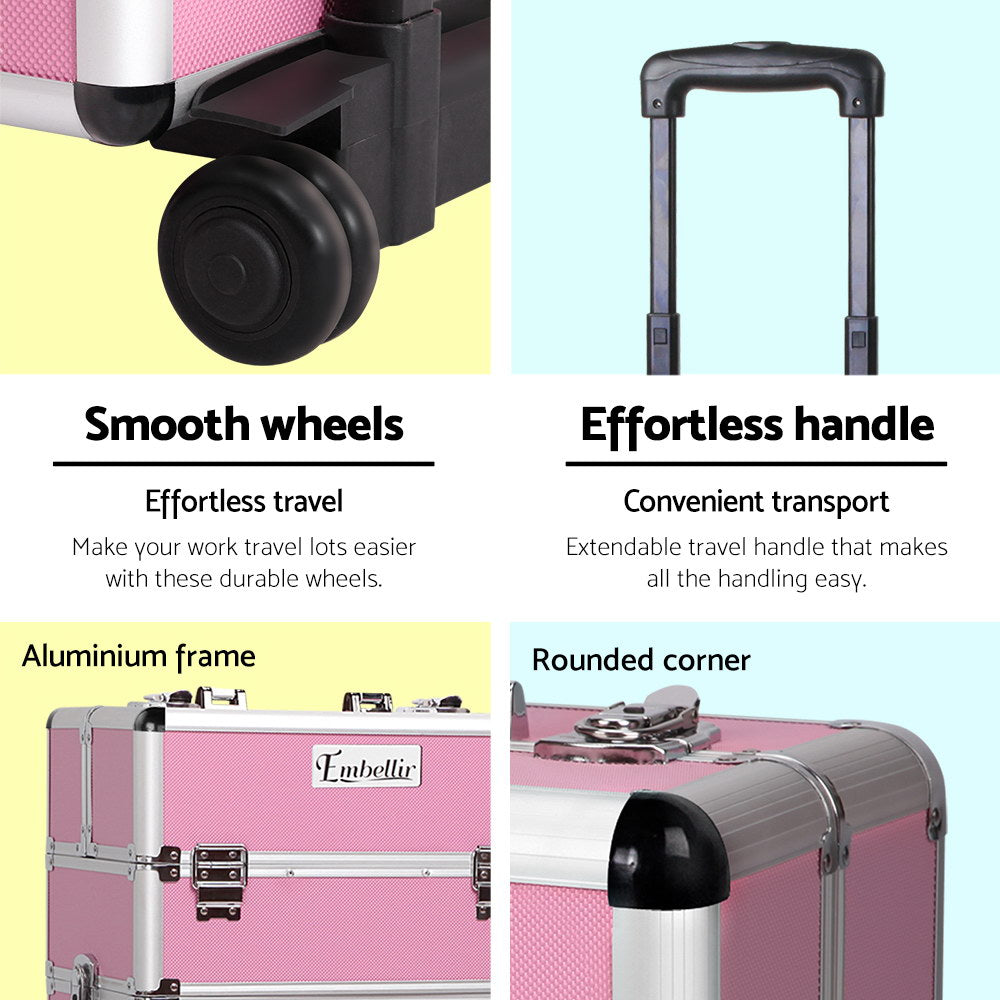 Embellir 7-in-1 Makeup Trolley Cosmetic Organiser Pink