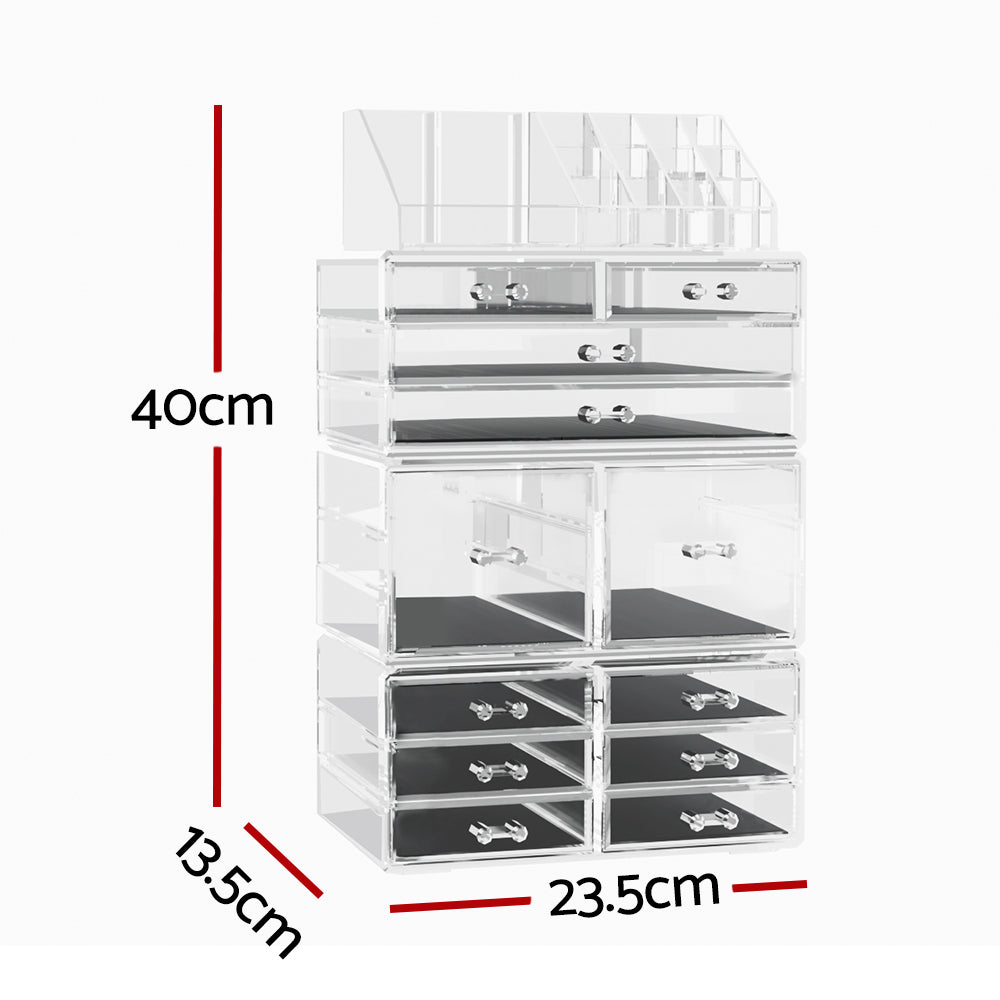 Embellir Acrylic Makeup Case 12-Drawer Cosmetic Organiser Clear