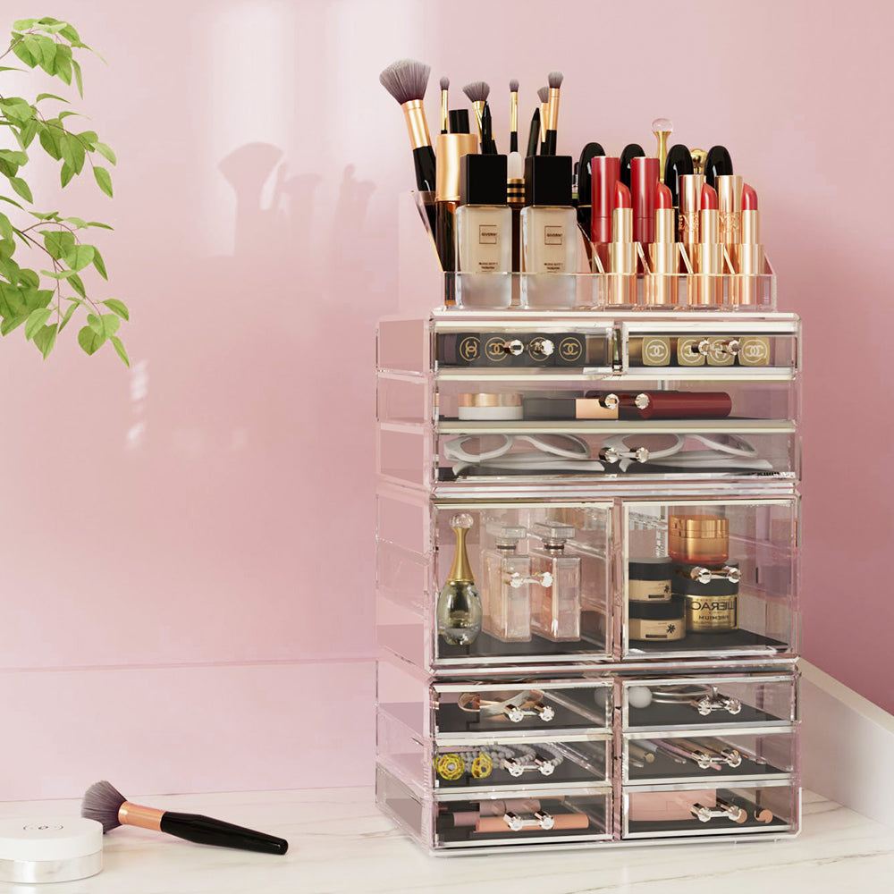 Large Capacity Makeup Case, 12 Drawers Acrylic Storage - Embellir