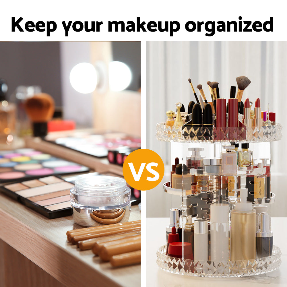 Embellir Makeup Case Acrylic Rotating Cosmetic Organizer Storage Display Holder