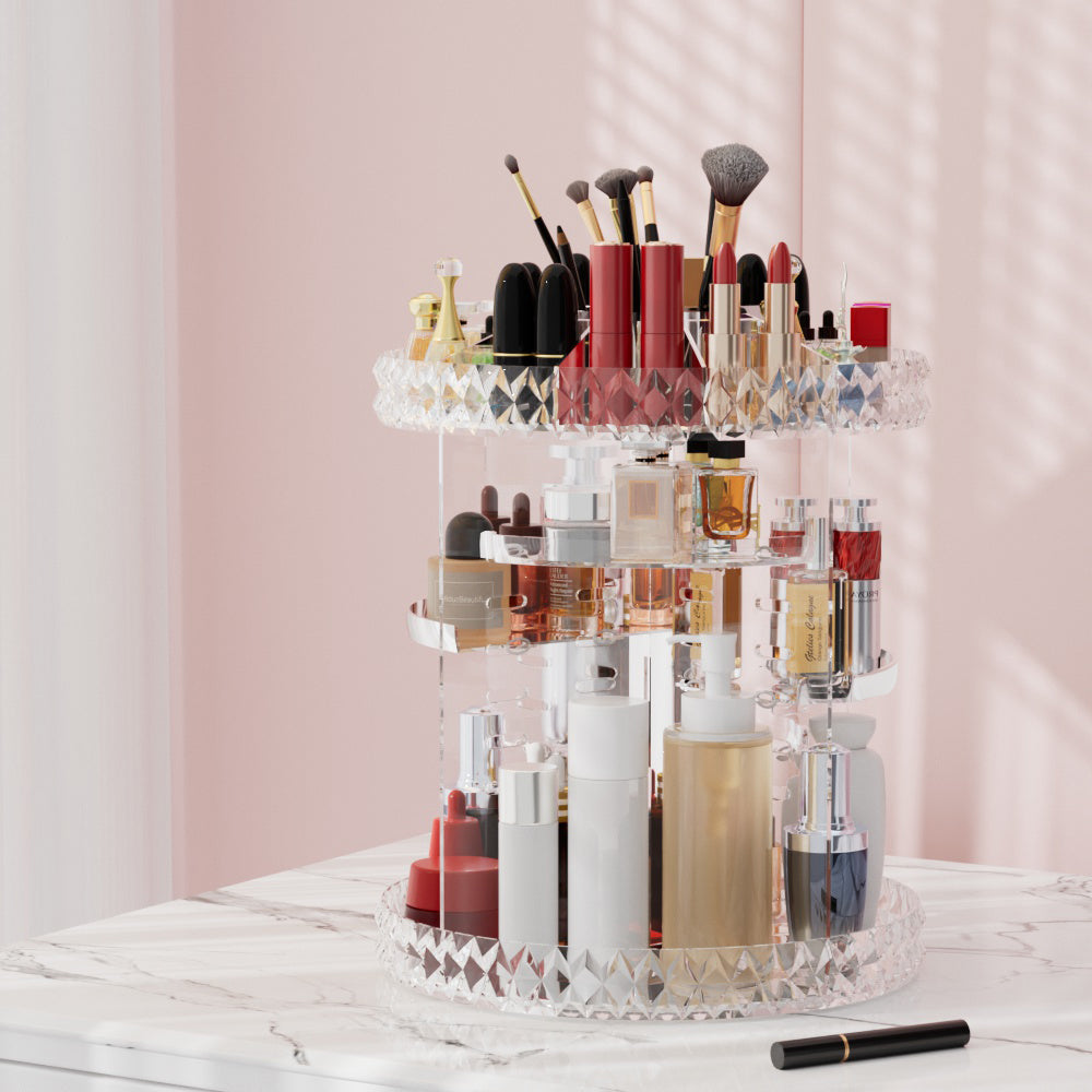 Embellir Makeup Case Acrylic Rotating Cosmetic Organizer Storage Display Holder