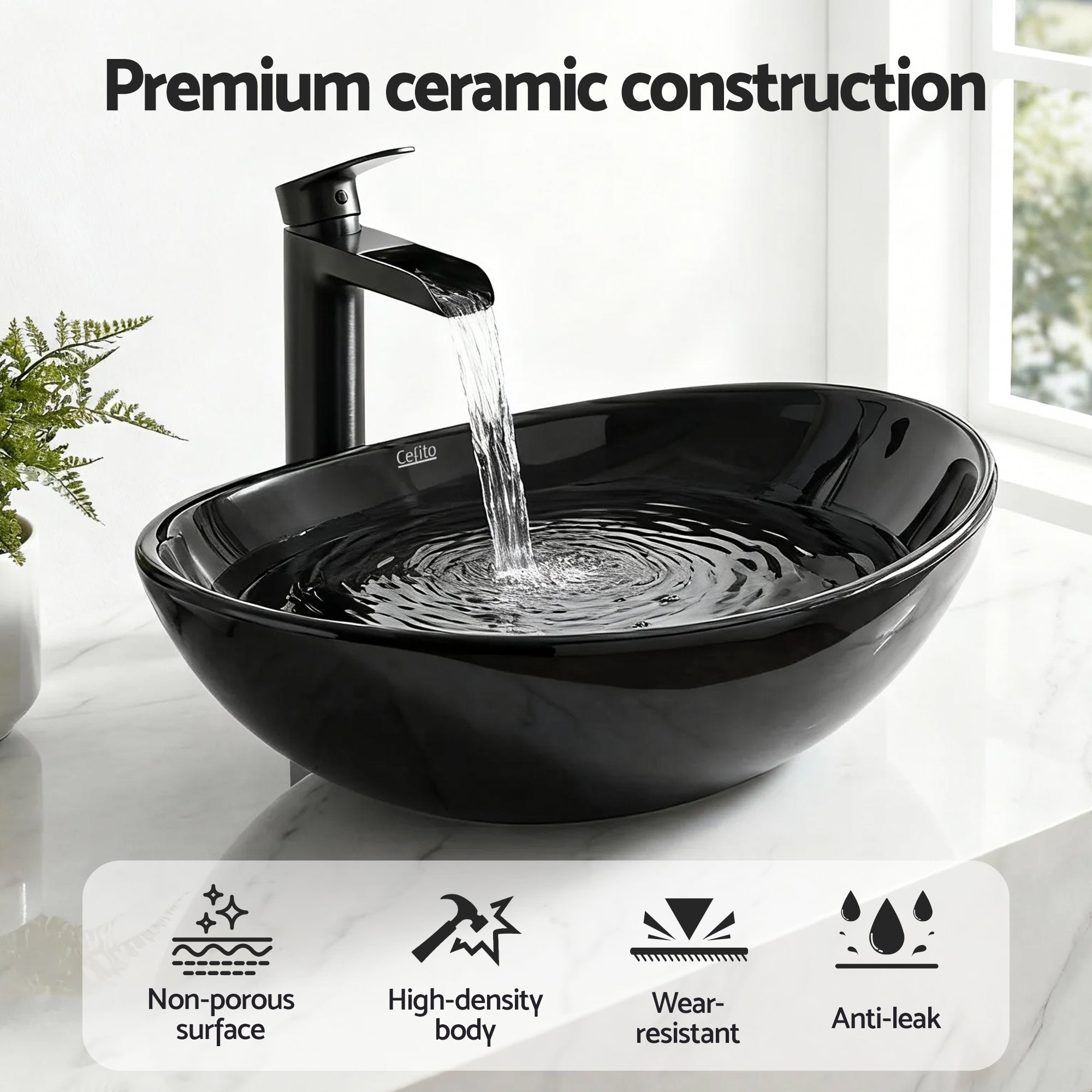 Cefito Bathroom Basin Ceramic Vanity Sink Hand Wash Bowl 41x34cm