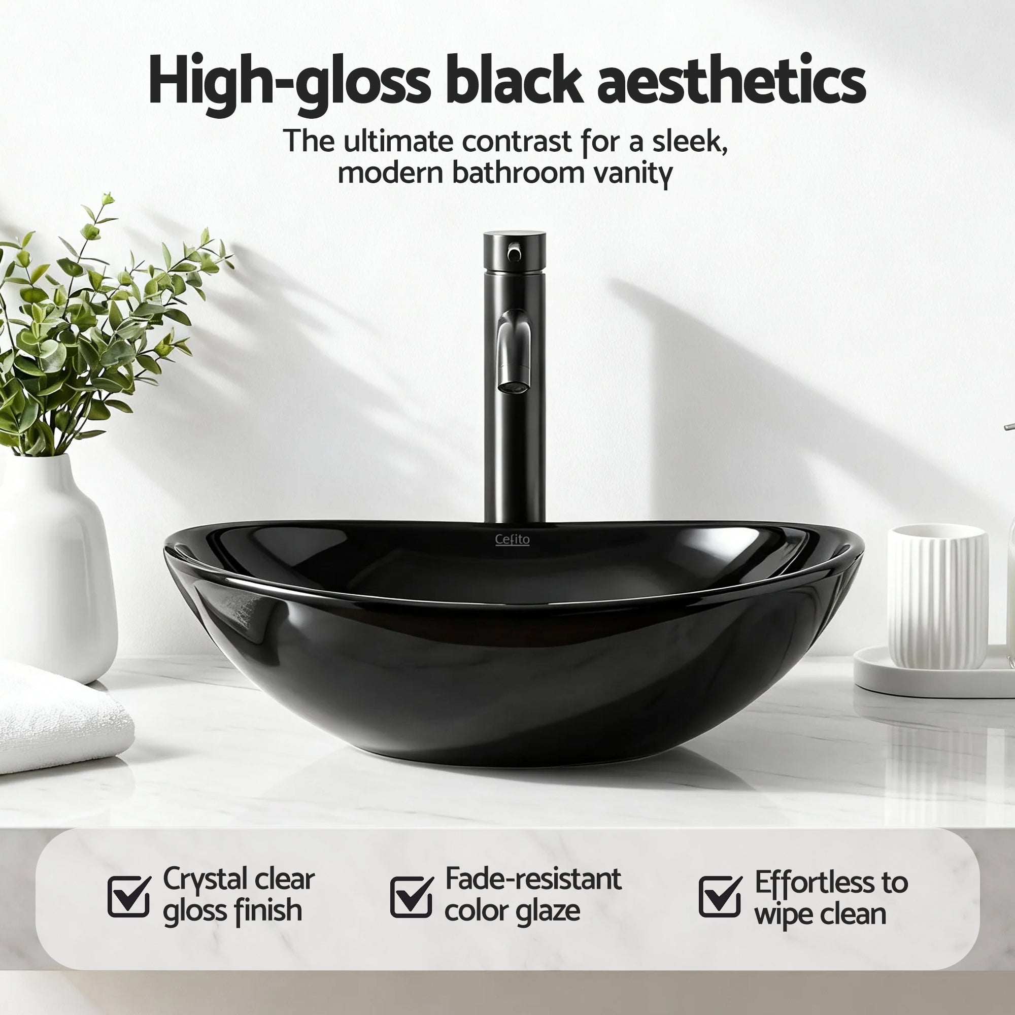 Cefito Bathroom Basin Ceramic Vanity Sink Hand Wash Bowl 41x34cm