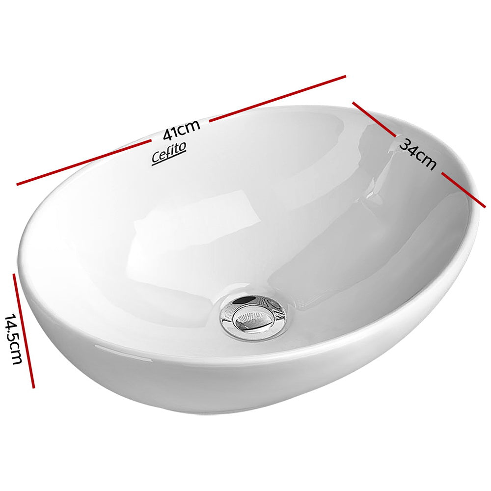 Cefito 41x34cm Ceramic Vanity Basin Oval Bathroom Sink