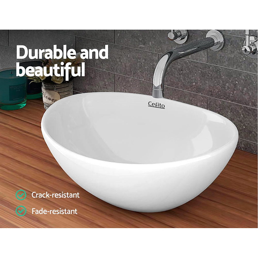 Cefito 41x34cm Ceramic Vanity Basin Oval Bathroom Sink