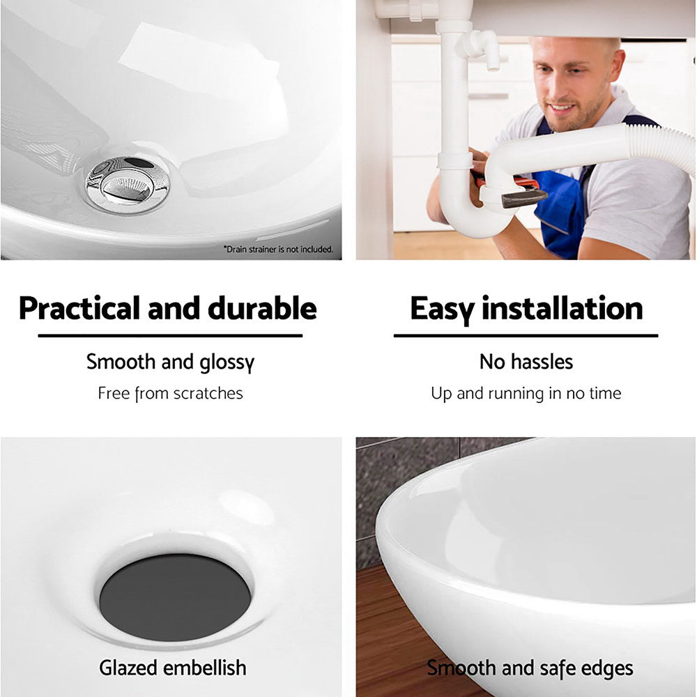 Cefito 41x34cm Ceramic Vanity Basin Oval Bathroom Sink