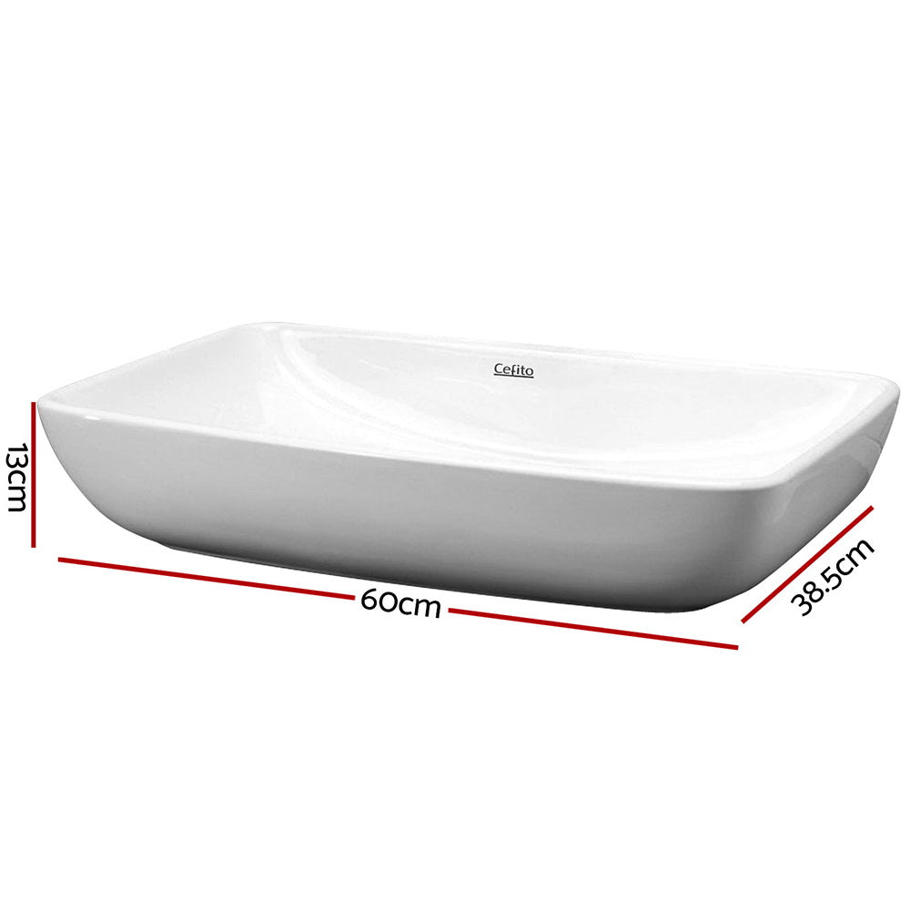Cefito 60x38cm Bathroom Vanity Sink Ceramic Basin White