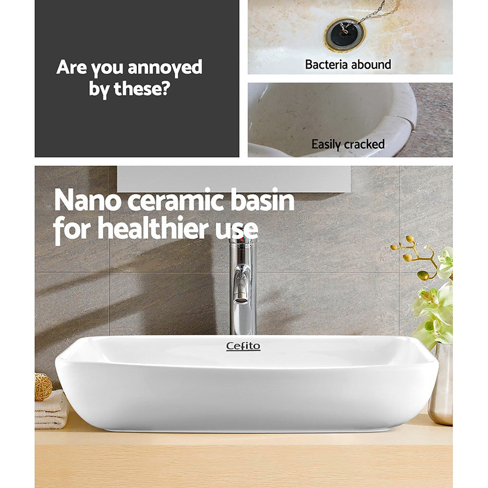 Cefito 60x38cm Bathroom Vanity Sink Ceramic Basin White