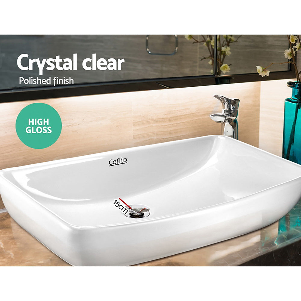Cefito 60x38cm Bathroom Vanity Sink Ceramic Basin White