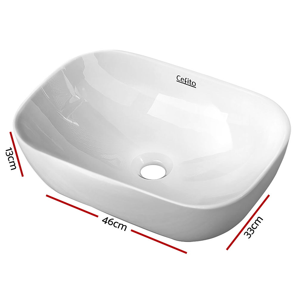 Cefito 46x33cm Oval Ceramic Vanity Basin White