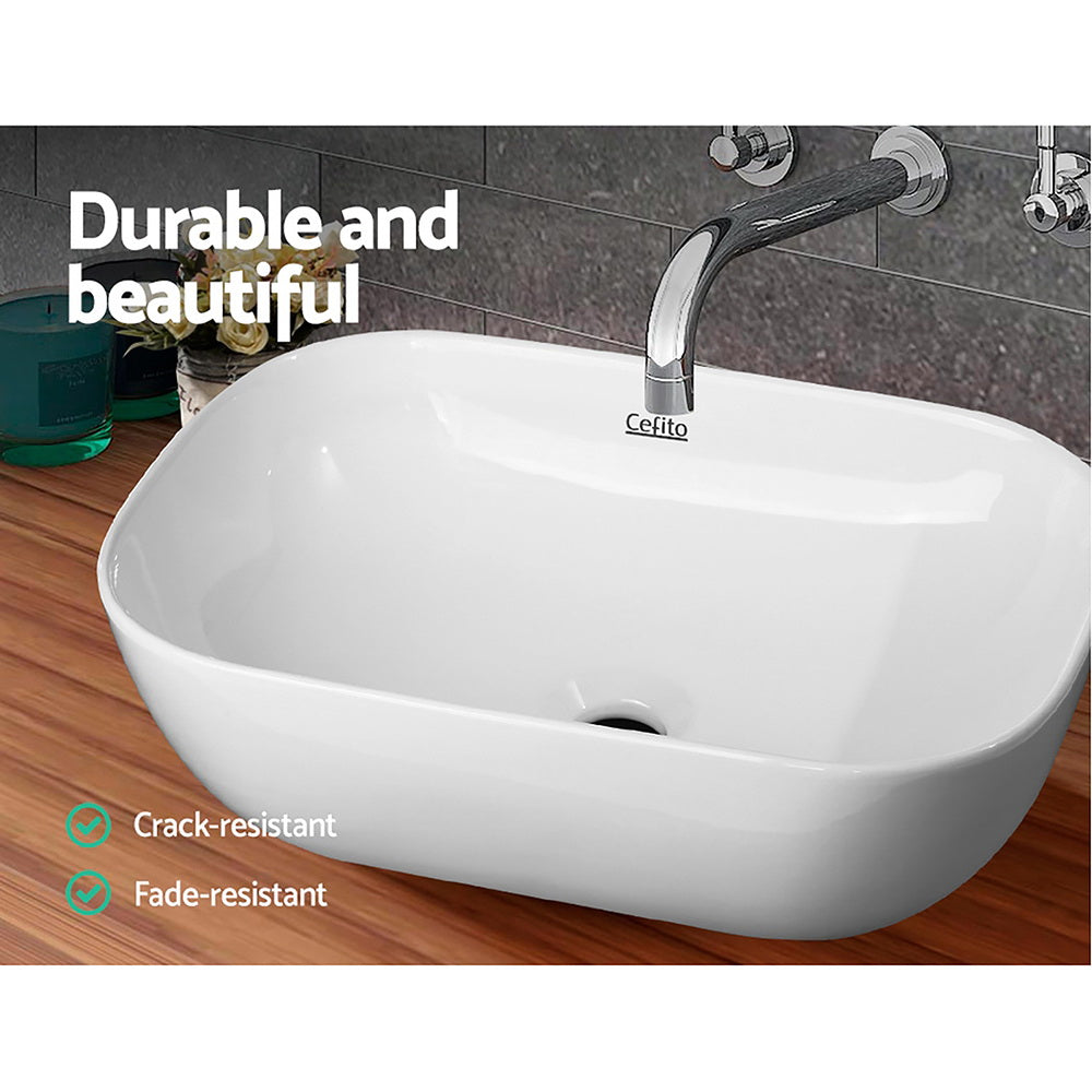Cefito 46x33cm Oval Ceramic Vanity Basin White