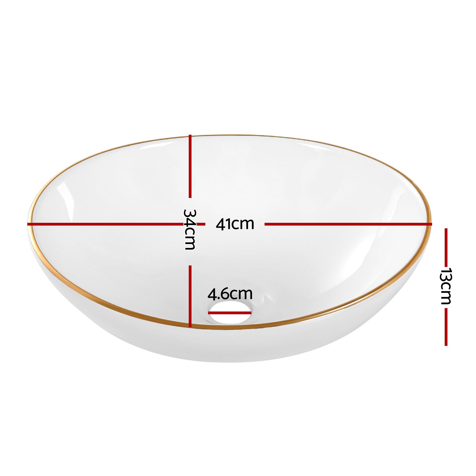 Modern Gold Line Ceramic Vanity Basin 41x34cm