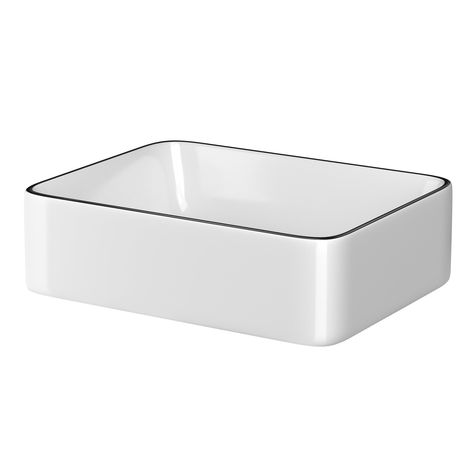Cefito 48x37cm Ceramic Vanity Basin Above Counter White Black Line