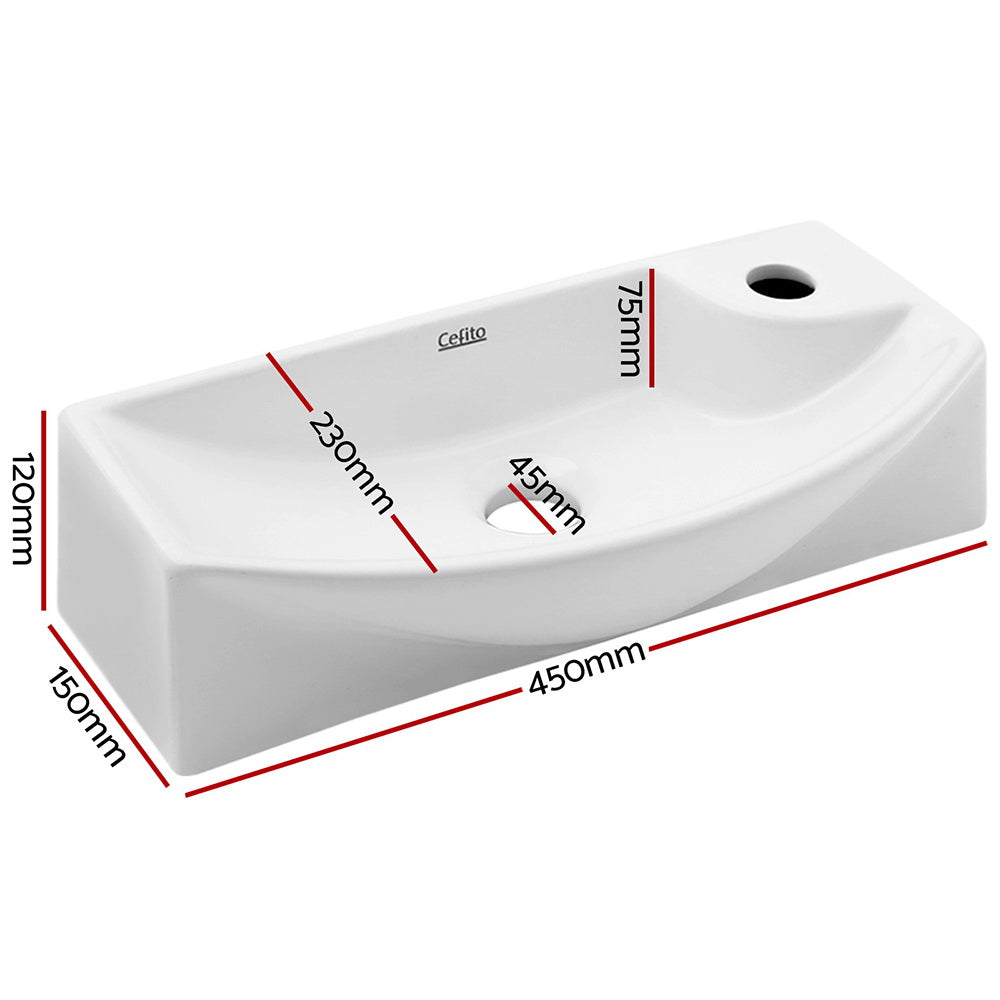Cefito 45x23cm Ceramic Vanity Basin Wall-Mounted White