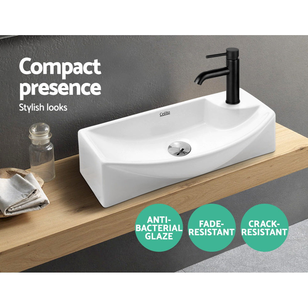 Cefito 45x23cm Ceramic Vanity Basin Wall-Mounted White