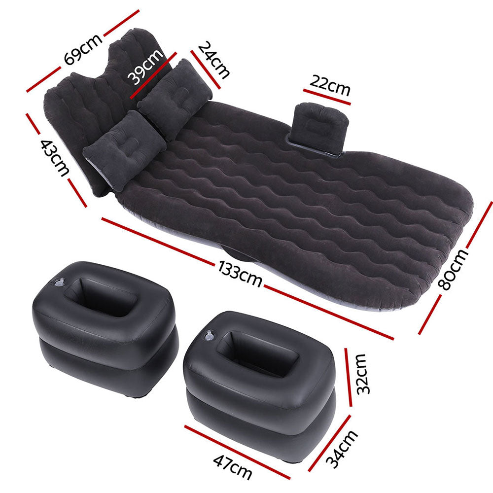 Weisshorn 176x80 Inflatable Car Mattress SUV Camping Bed Charcoal