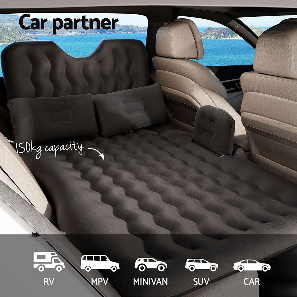 Weisshorn 176x80 Inflatable Car Mattress SUV Camping Bed Charcoal