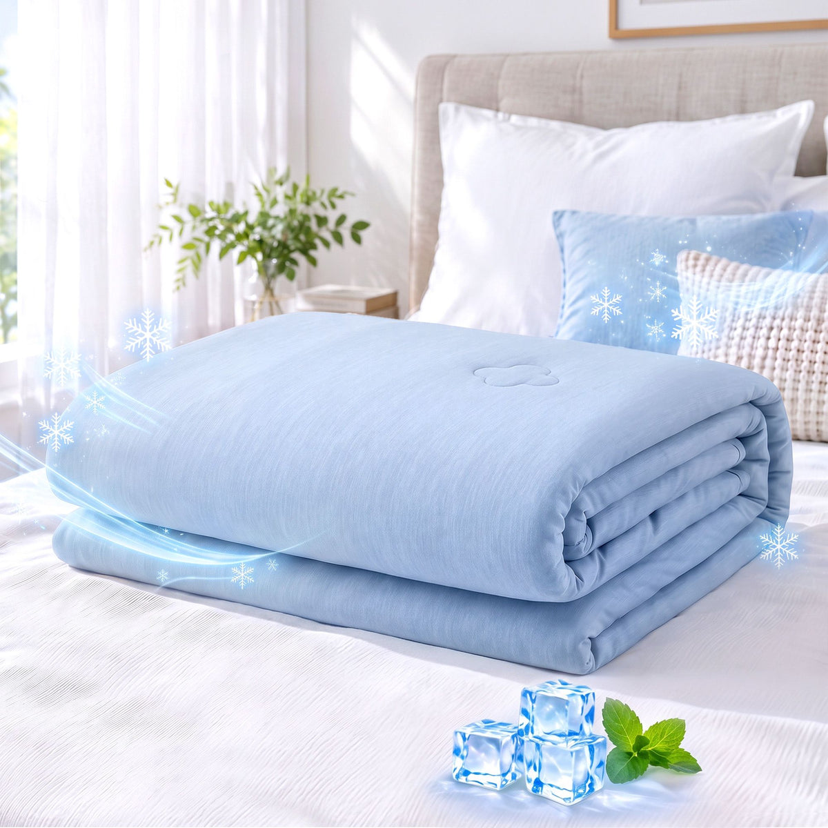 Giselle Cooling Blanket 210cm x 210cm Queen Summer Quilt Sleepers Double Sided
