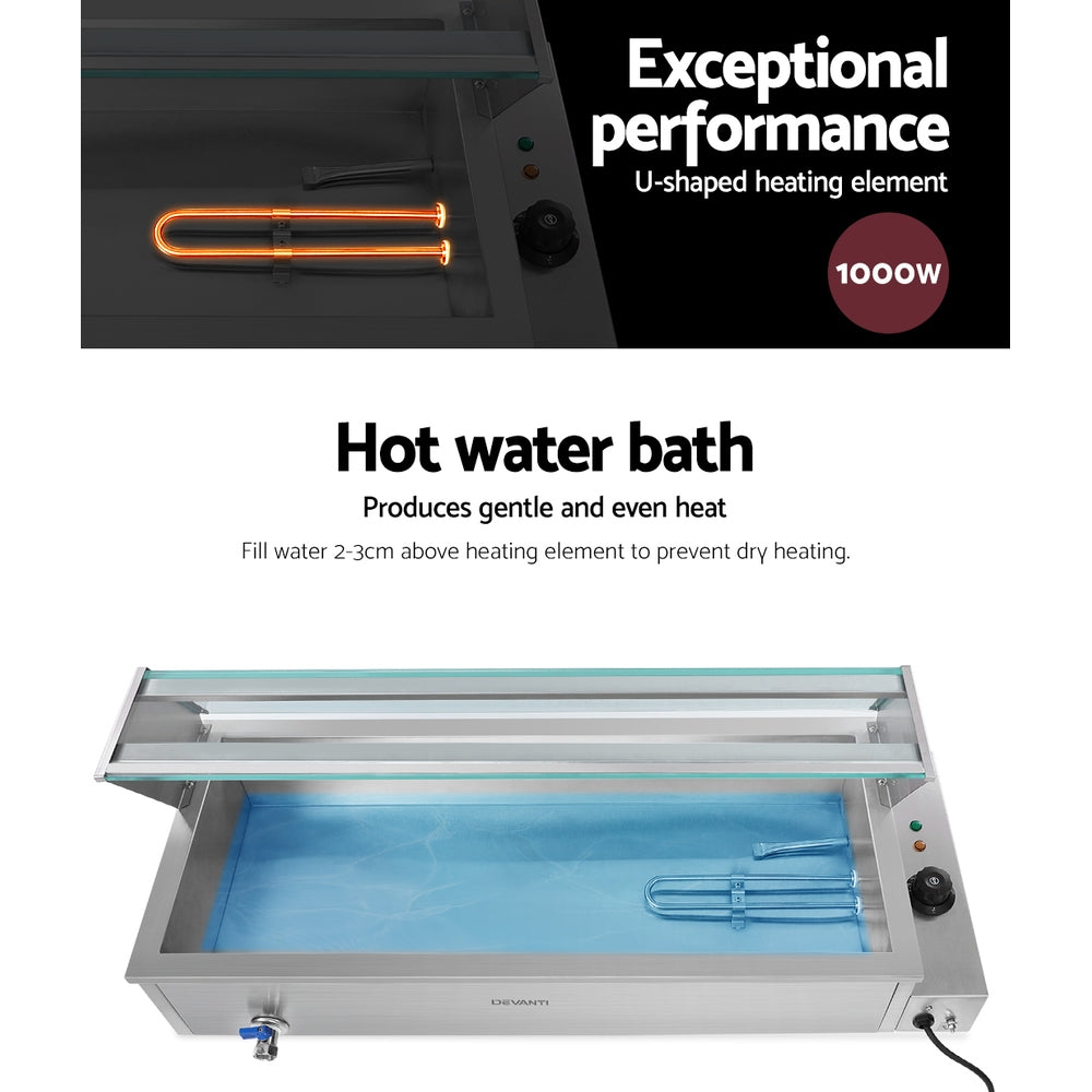 Devanti Commercial Bain Marie 3-Pan Food Warmer Electric Buffet