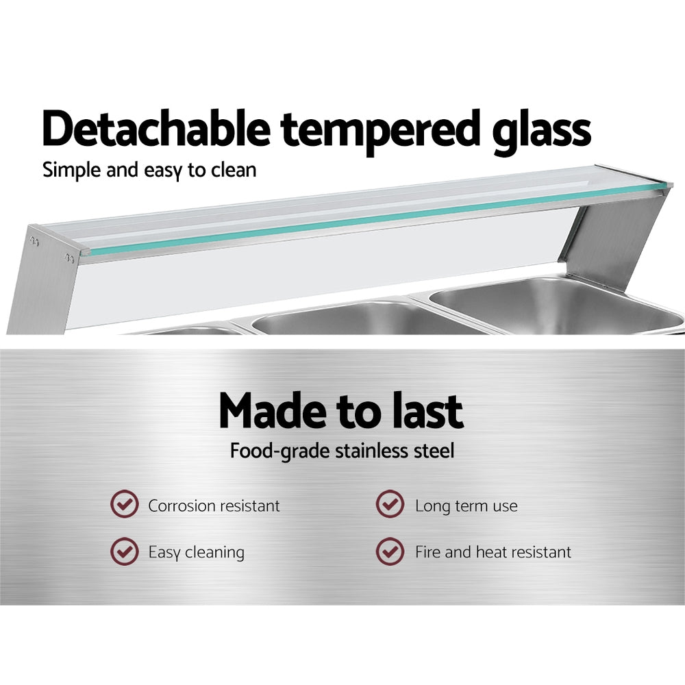 Devanti Commercial Bain Marie 3-Pan Food Warmer Electric Buffet
