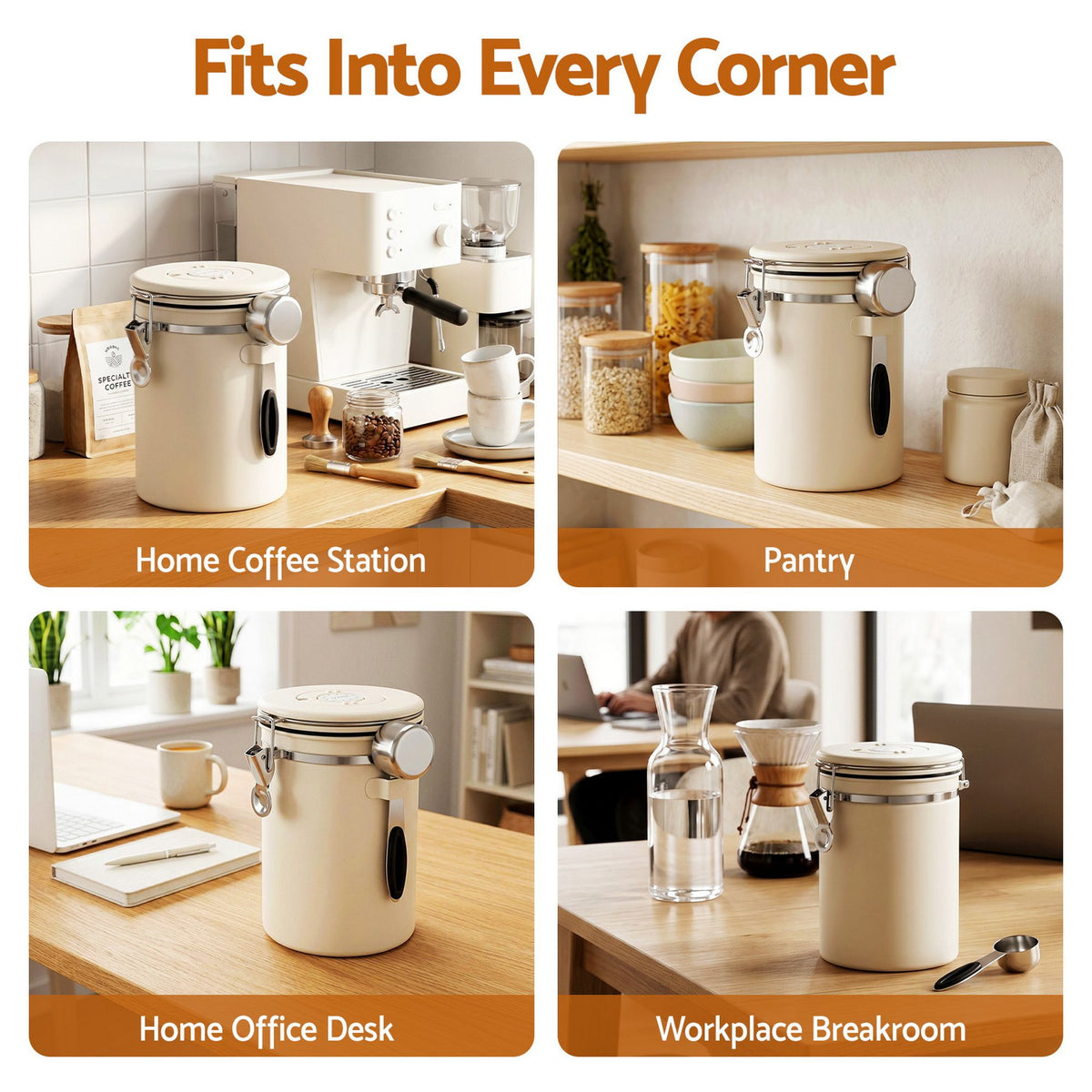 5-Star Chef 1.8L Stainless Steel Coffee Bean Canister