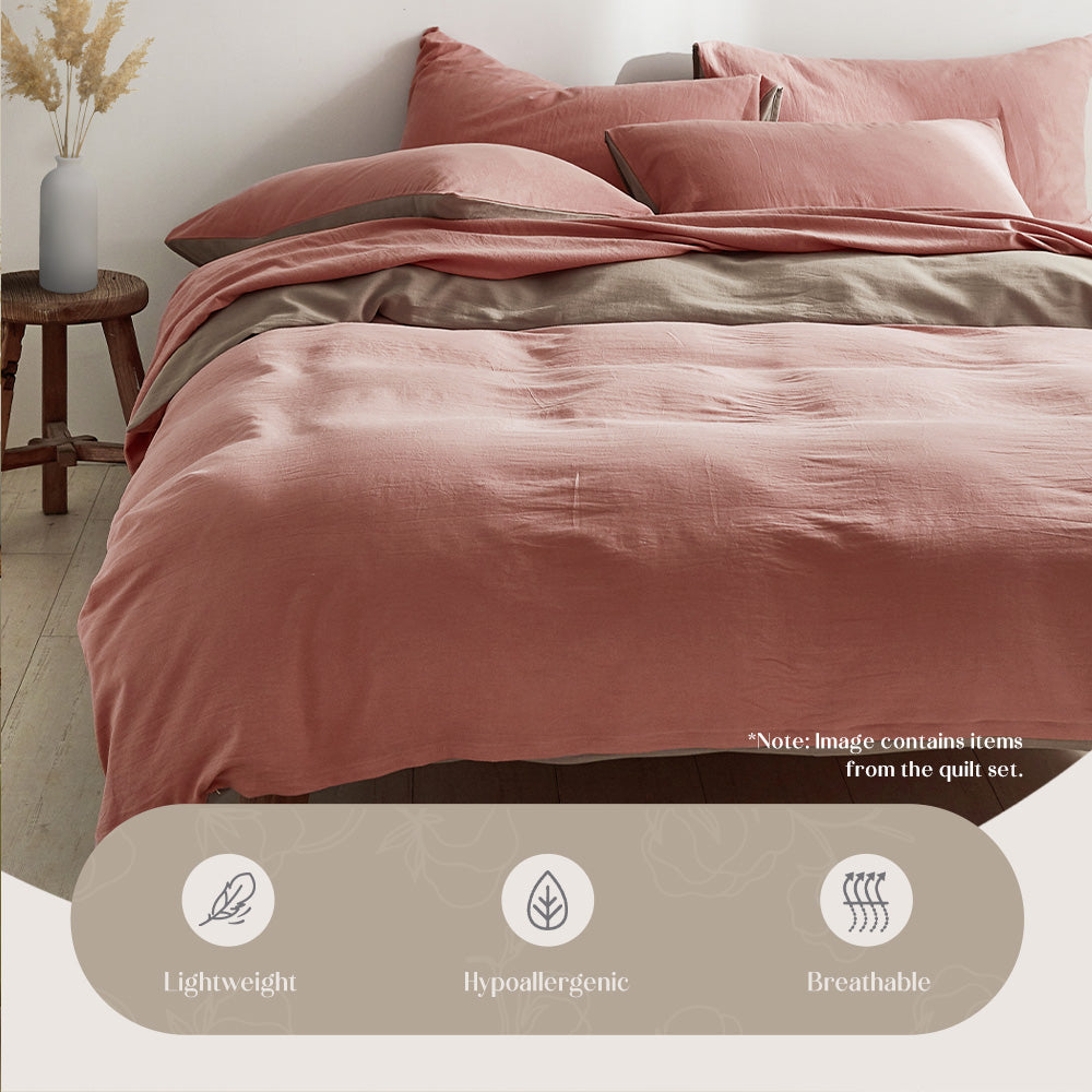 Cosy Club Double Quilt Cover Set Cotton Blush Beige