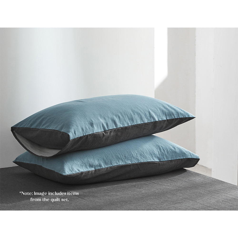 Cosy Club Double Cotton Bed Sheets Set Blue Grey