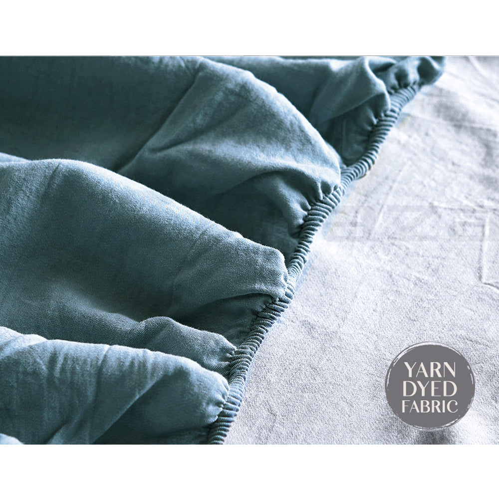 Cosy Club Double Cotton Bed Sheets Set Blue Grey