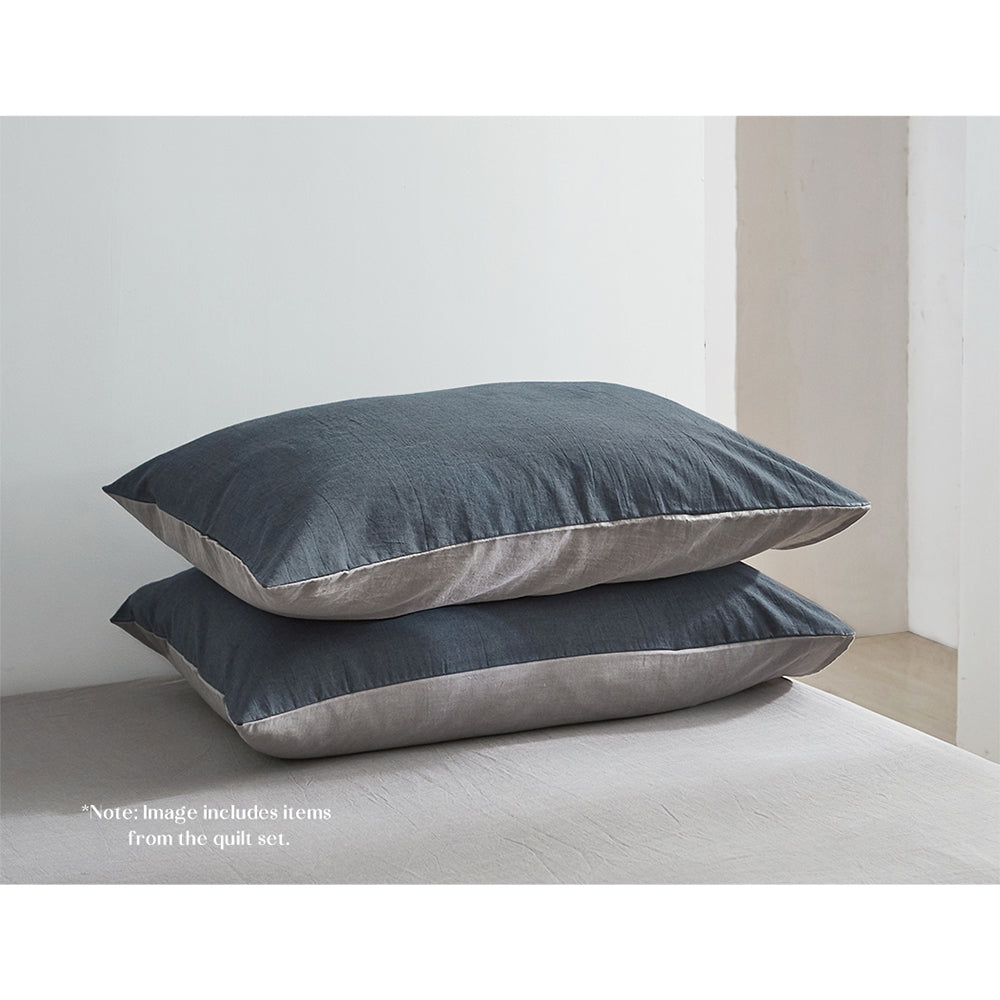Cosy Club Double Cotton Bed Sheets Set Navy Grey