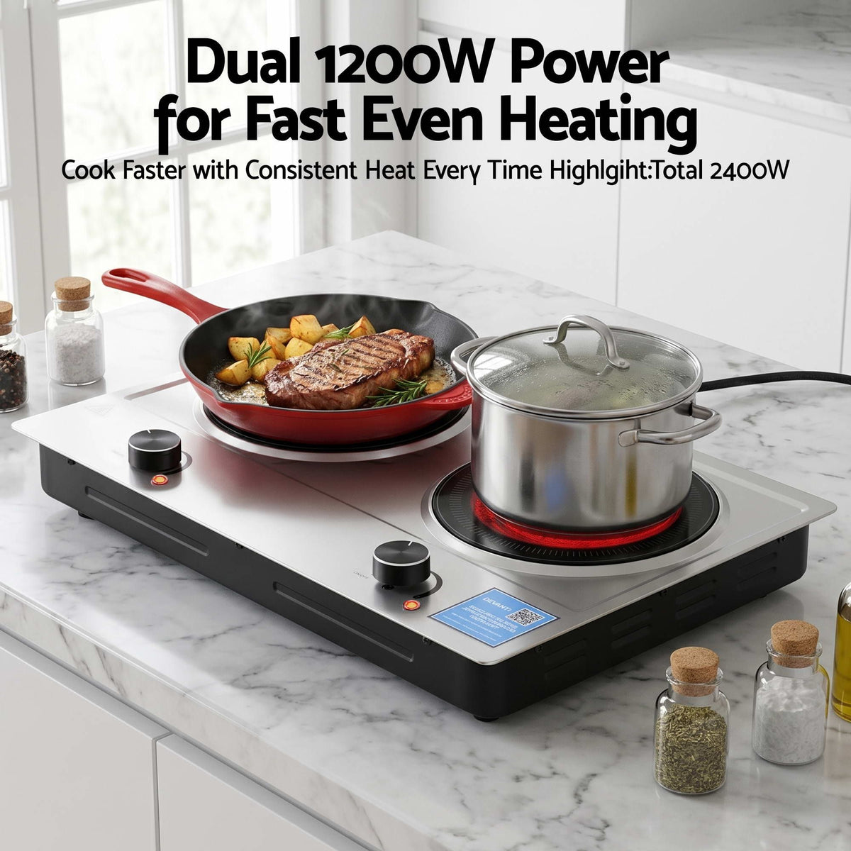 Devanti 2 Hob Ceramic Cooktop Electric Hot Plate Infrared 2400W