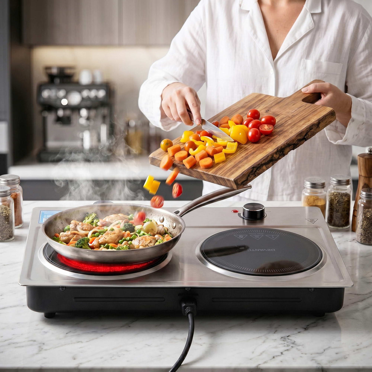 Devanti 2 Hob Ceramic Cooktop Electric Hot Plate Infrared 2400W