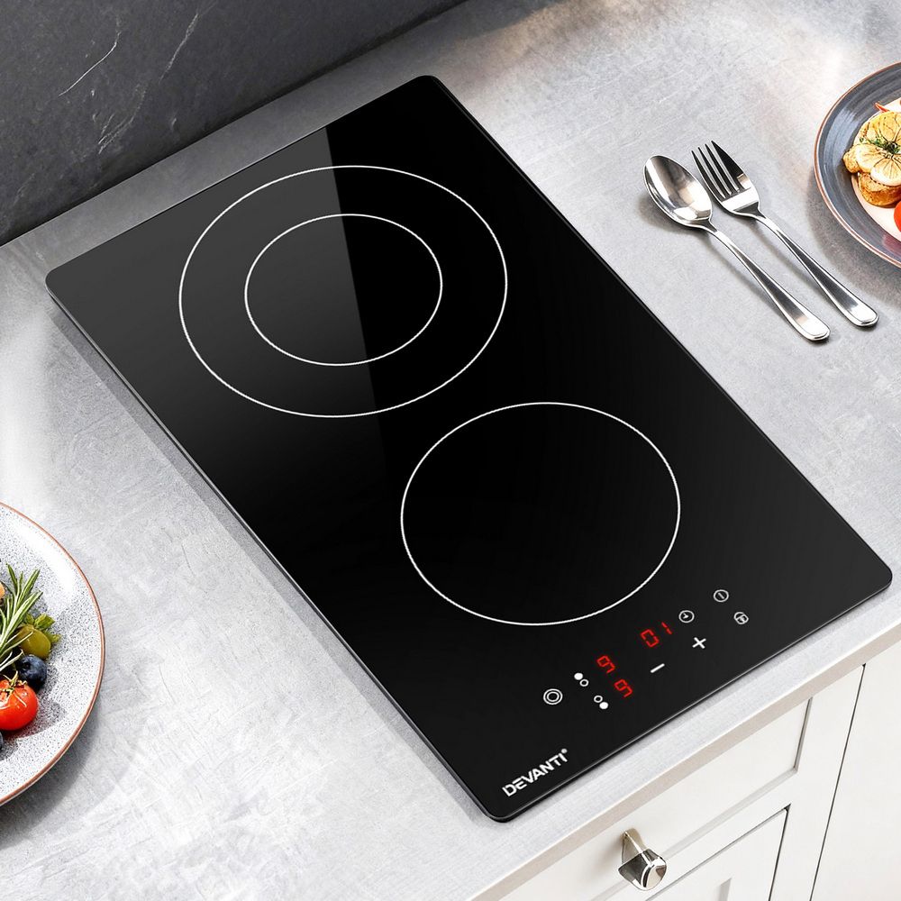 Devanti 30cm Electric Ceramic Cooktop with 3 Cooking Zones