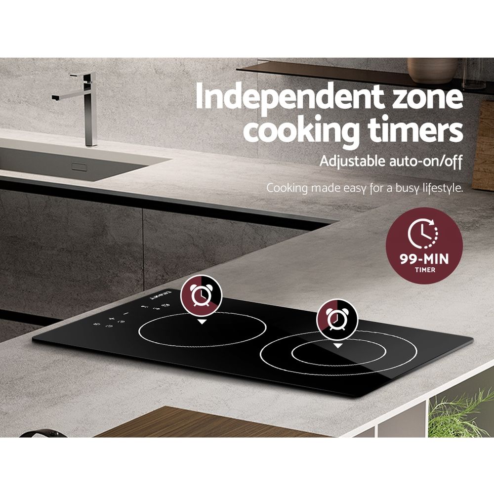 Devanti 30cm Electric Ceramic Cooktop with 3 Cooking Zones
