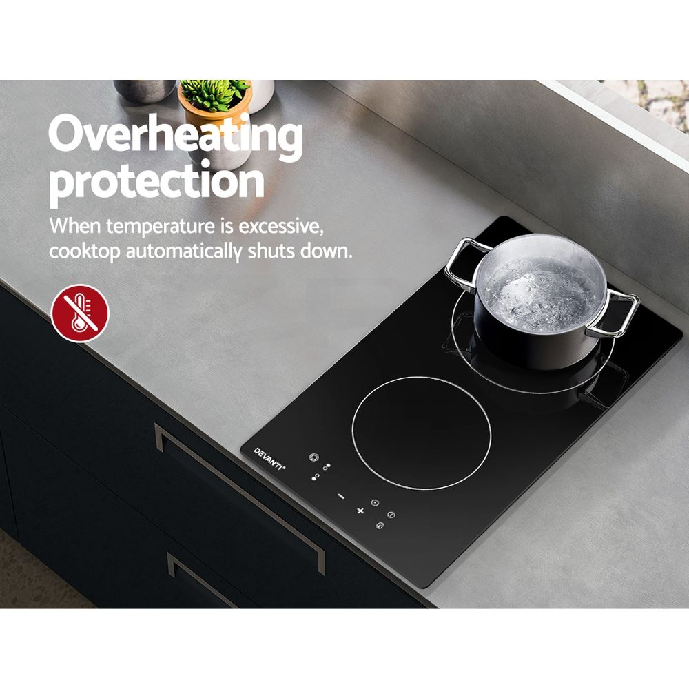 Devanti 30cm Electric Ceramic Cooktop with 3 Cooking Zones