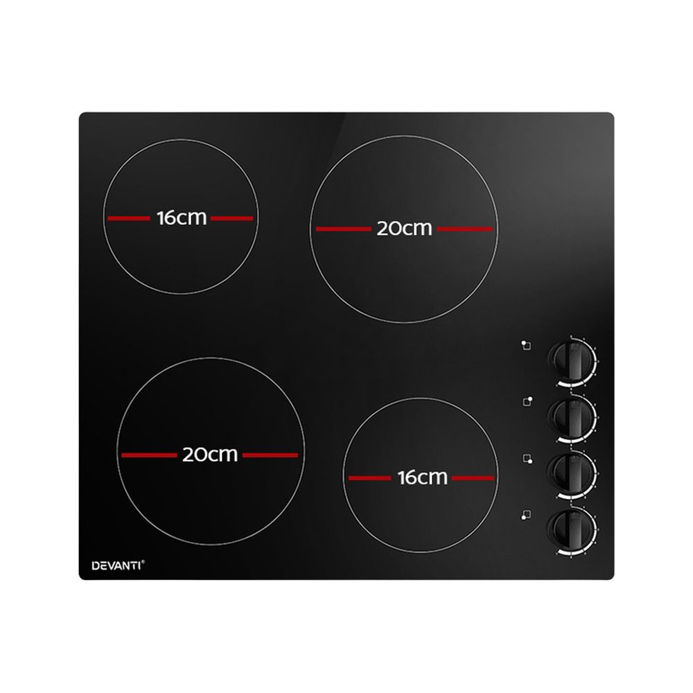 Devanti 60cm Electric Ceramic Cooktop with Four Cooking Zones