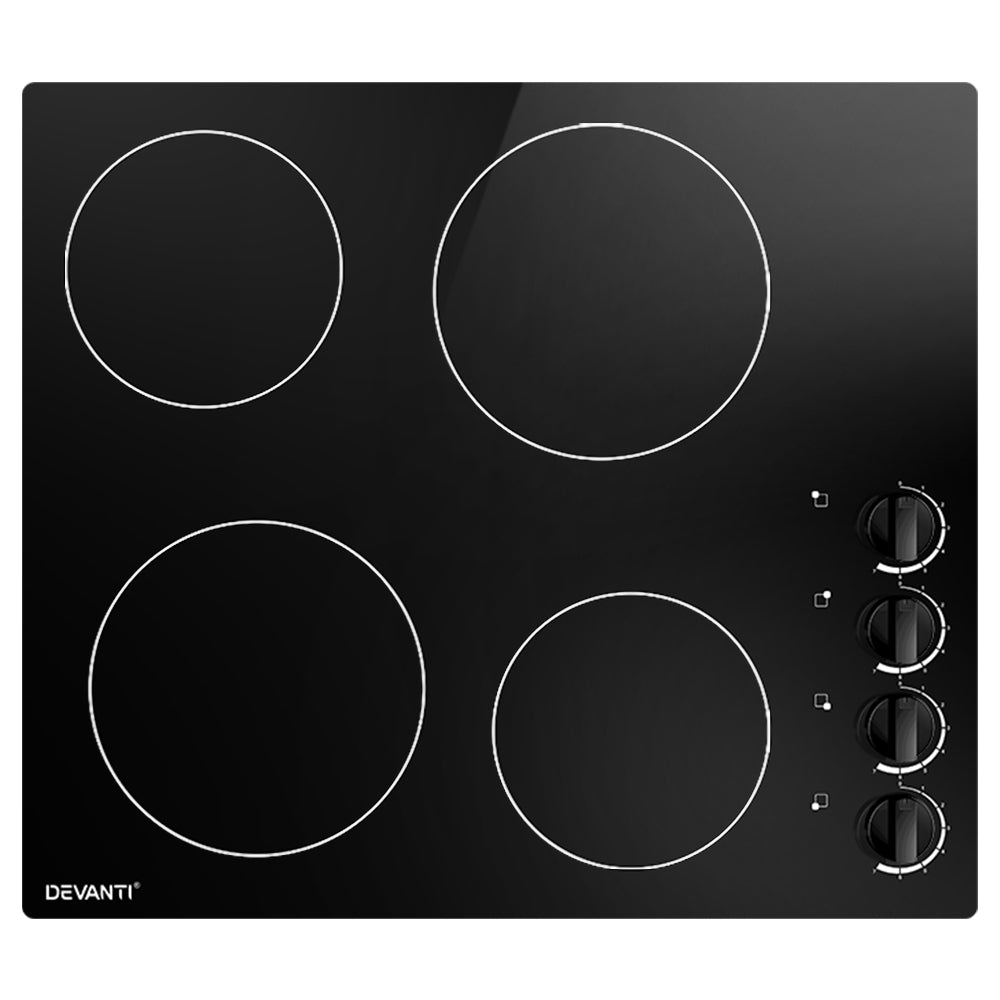 Devanti 60cm Electric Ceramic Cooktop Black 4-Zone