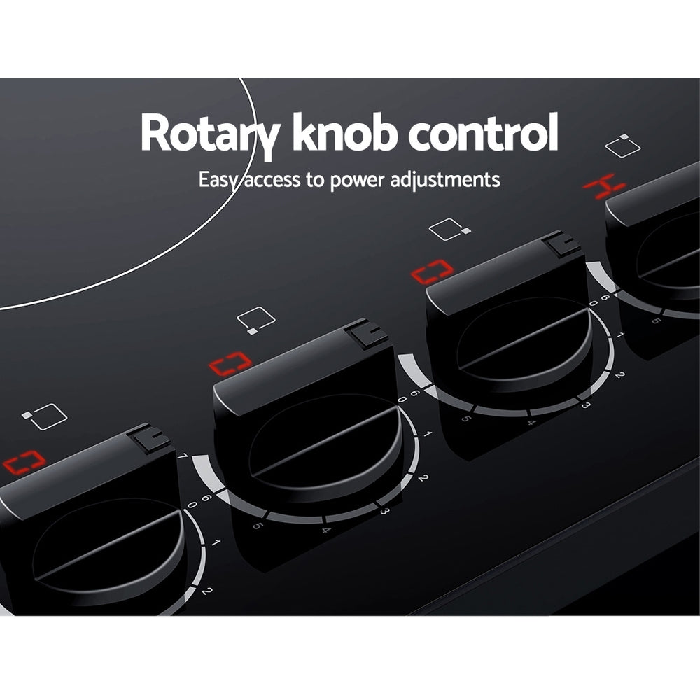 Devanti 60cm Electric Ceramic Cooktop Black 4-Zone