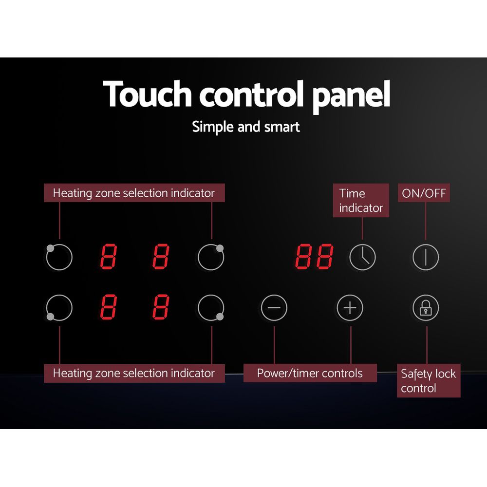 Devanti 60cm Electric Ceramic Cooktop 4 Zone Touch Control