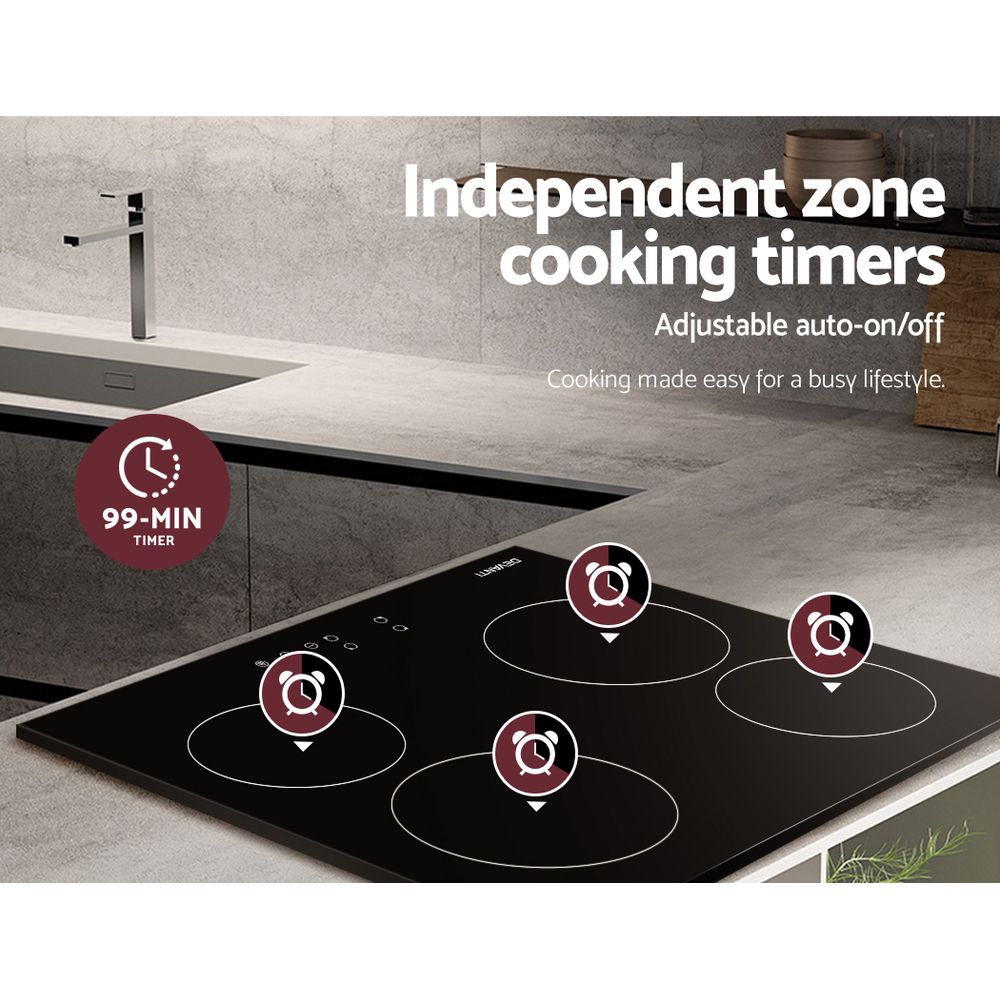 Devanti 60cm Electric Ceramic Cooktop 4 Zone Touch Control