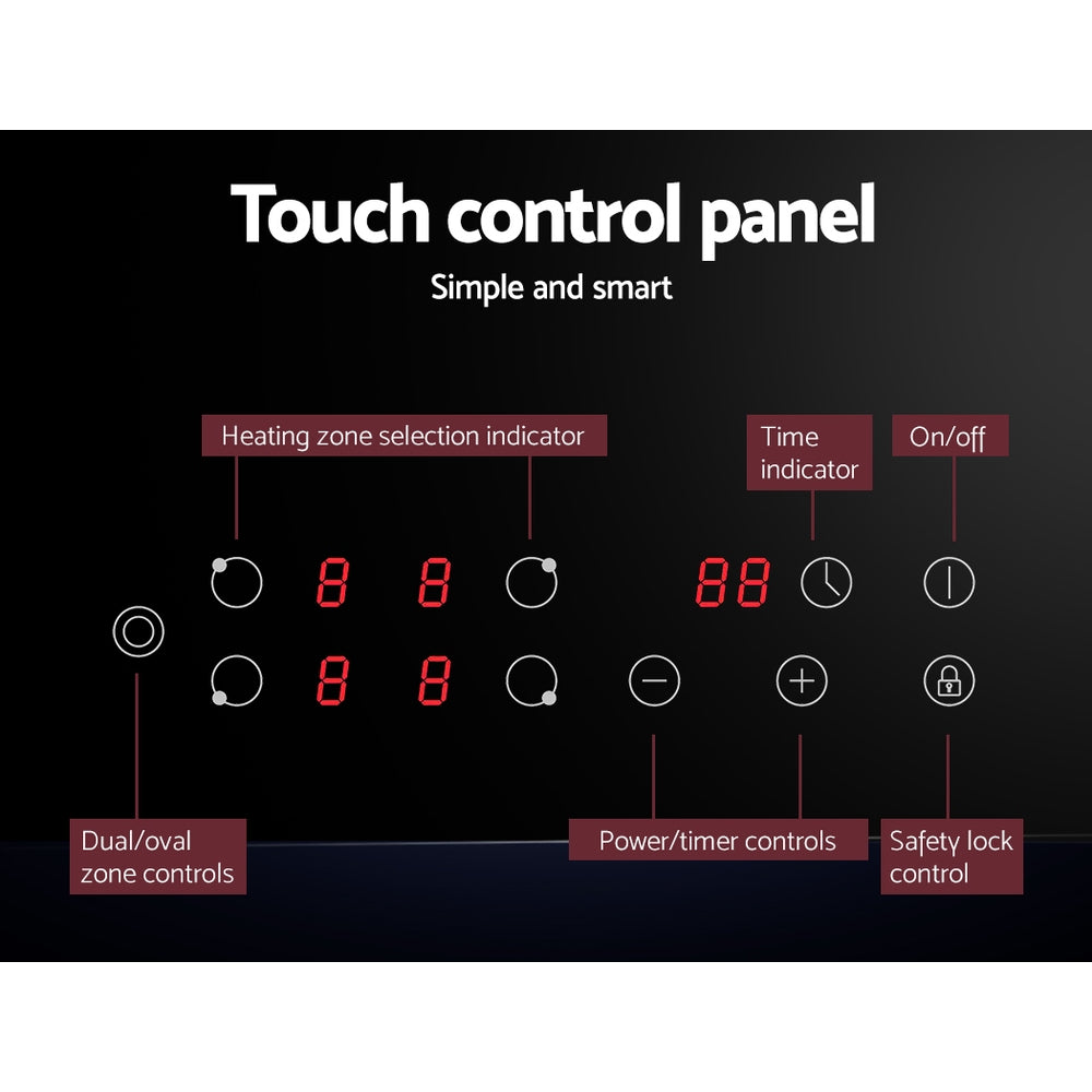 Devanti 77cm Electric Ceramic Cooktop Black Touch Control