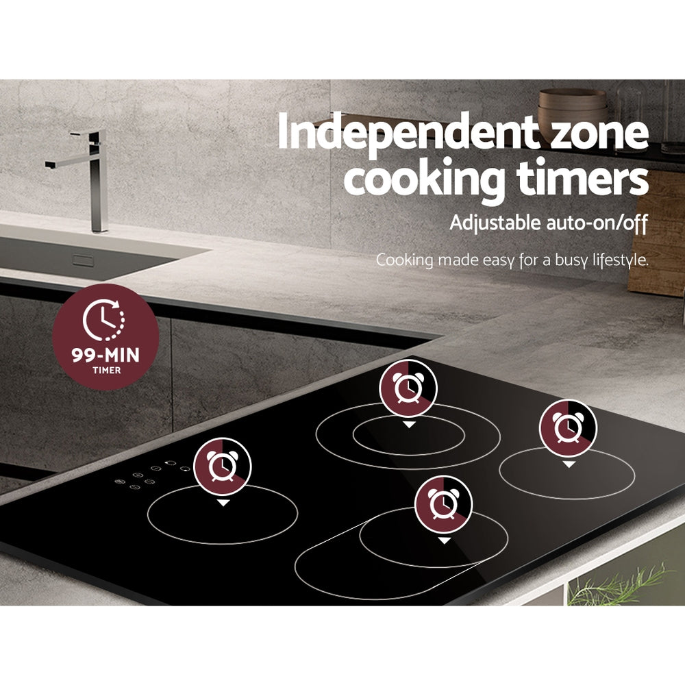 Devanti 77cm Electric Ceramic Cooktop Black Touch Control