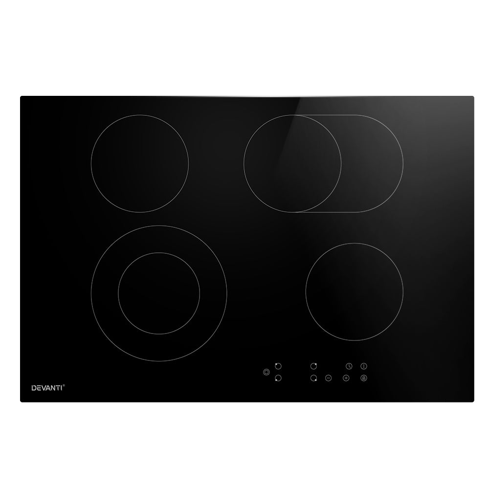 Devanti 77cm Electric Ceramic Cooktop Black Touch Control