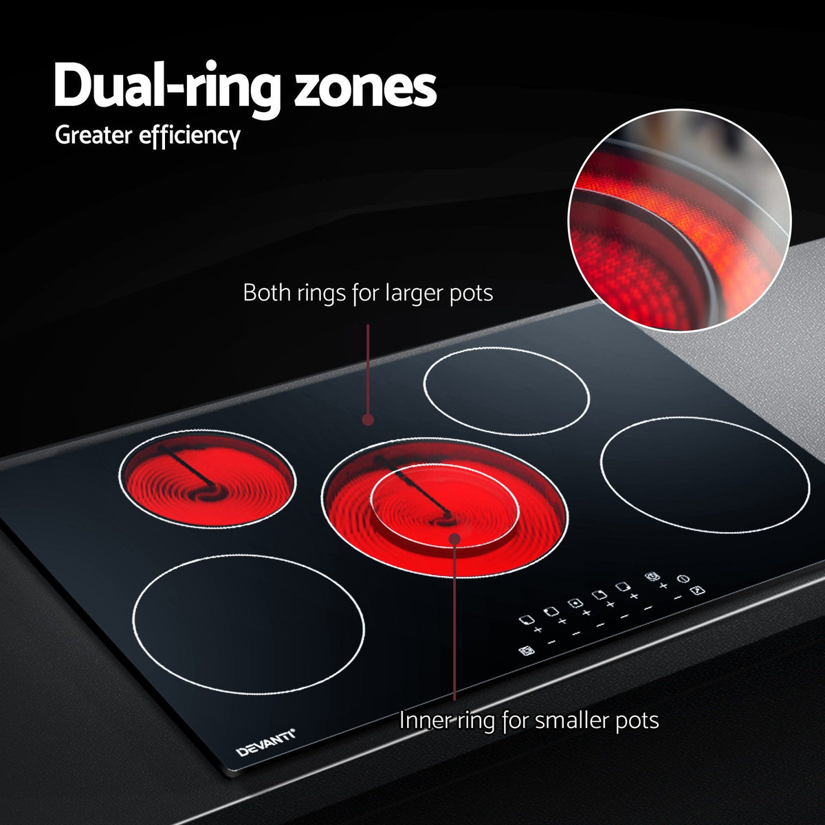 Devanti 90cm Electric Ceramic Cooktop with 8200W Power