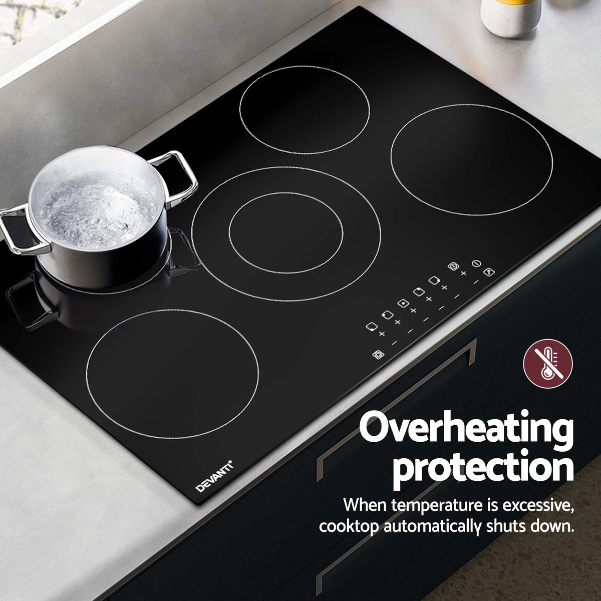 Devanti 90cm Electric Ceramic Cooktop with 8200W Power