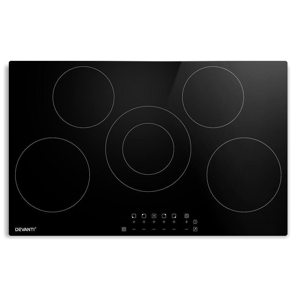 Devanti 90cm Electric Ceramic Cooktop Black Glass