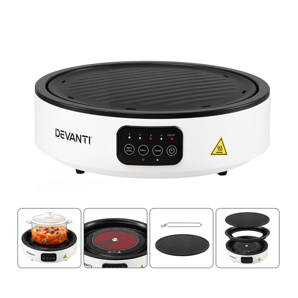 Devanti Countertop Ceramic Cooktop 2000W Electric Hot Plate White
