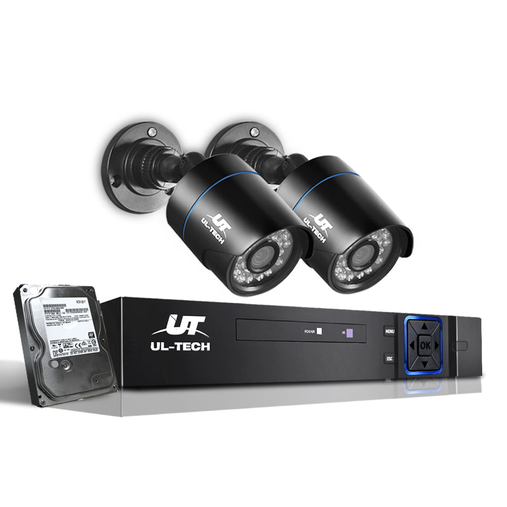 UL-Tech 4CH DVR 2TB CCTV Security System 2 Cameras 1080P Outdoor